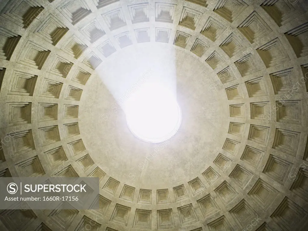 Oculus and coffers in the Pantheon in Rome Italy