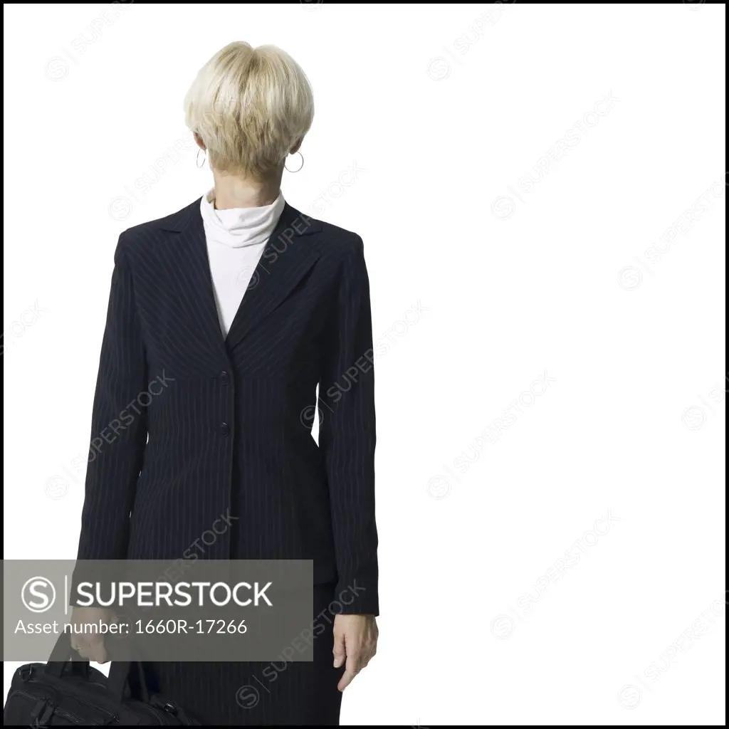 Businesswoman with head on backwards