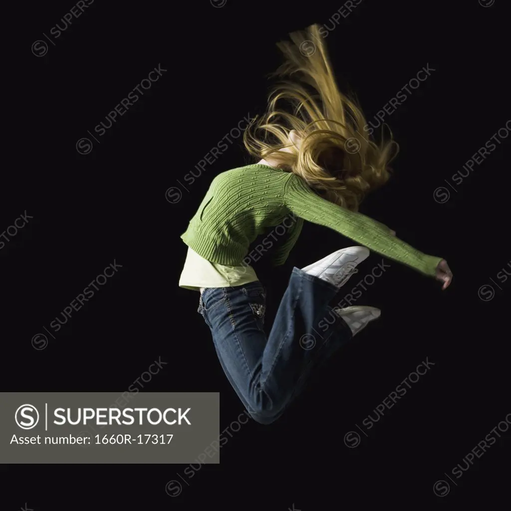 Girl leaping