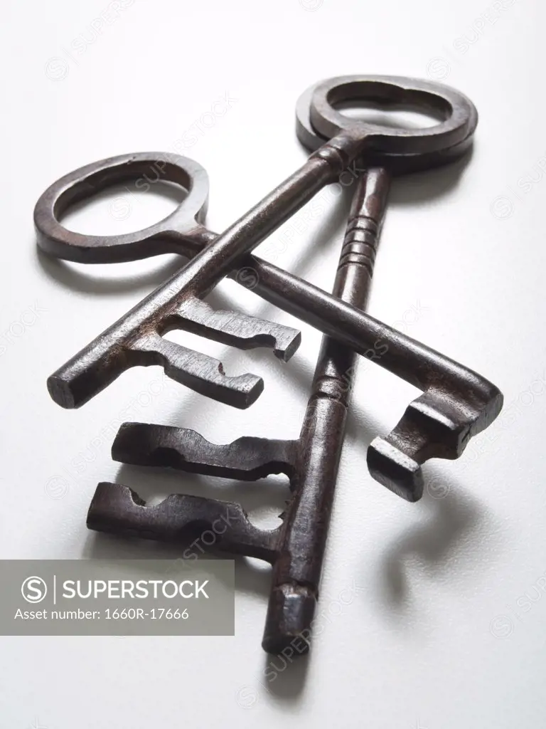 Detailed view of three skeleton keys