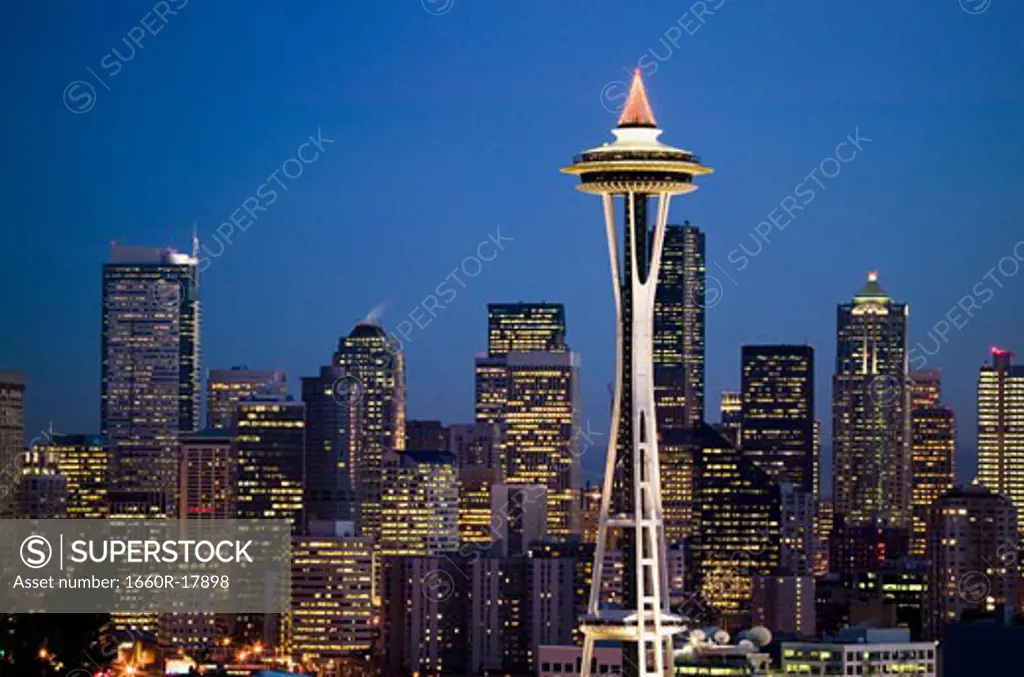 Space Needle in Seattle Washington USA at dusk