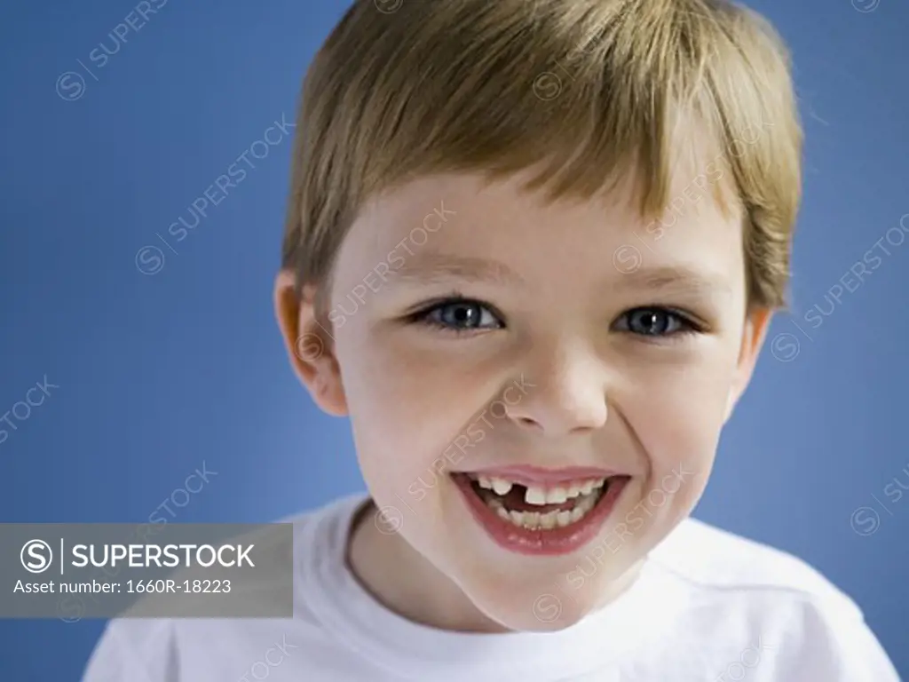 Closeup of boy giggling