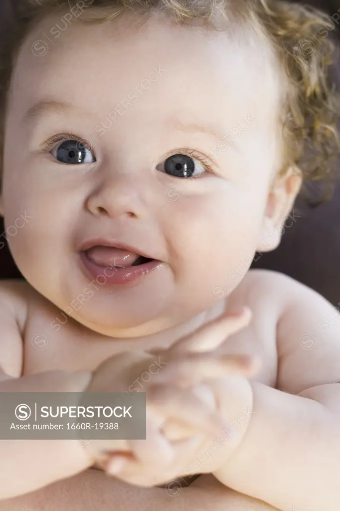 Close-up of baby smiling