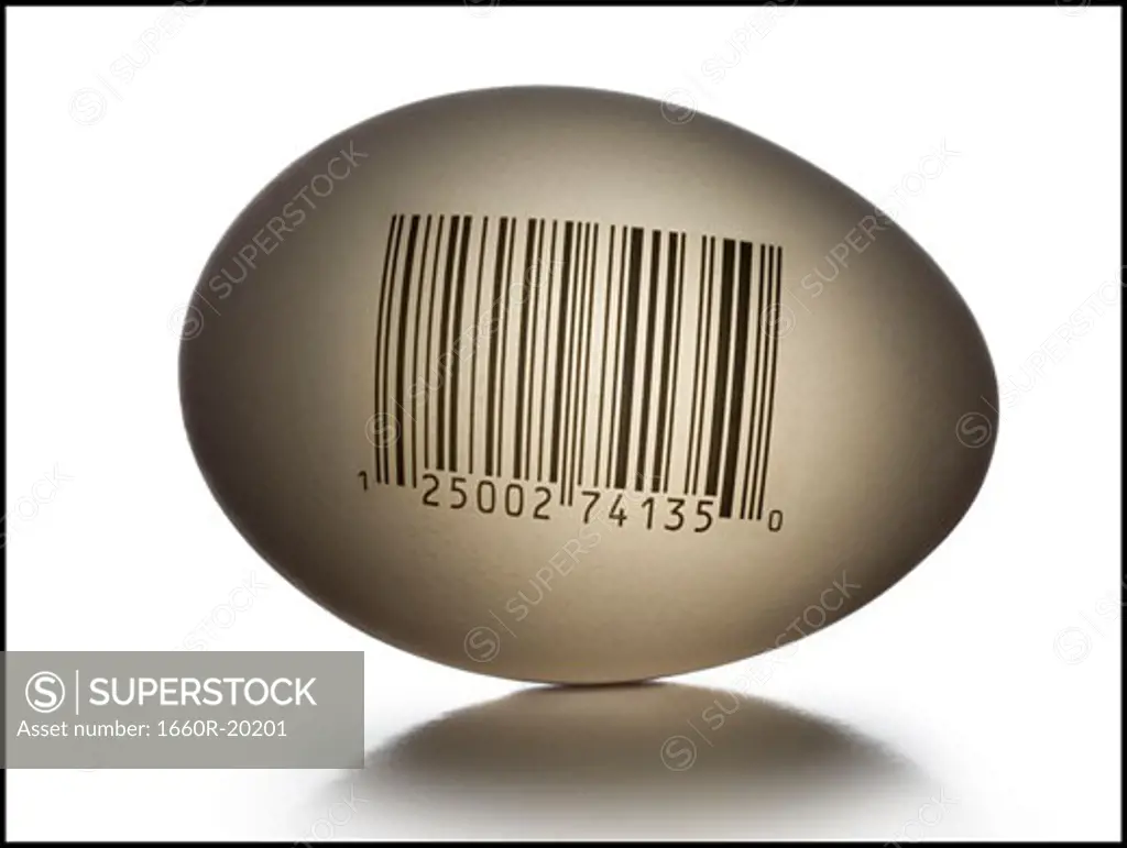 Egg with bar code and numbers