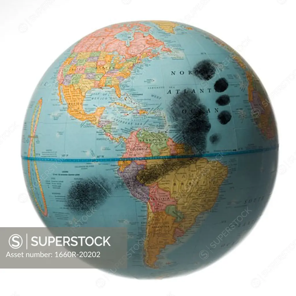 Globe with footprint