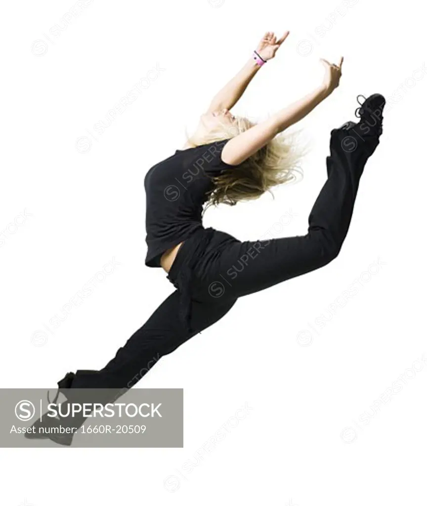 Woman dancing and leaping