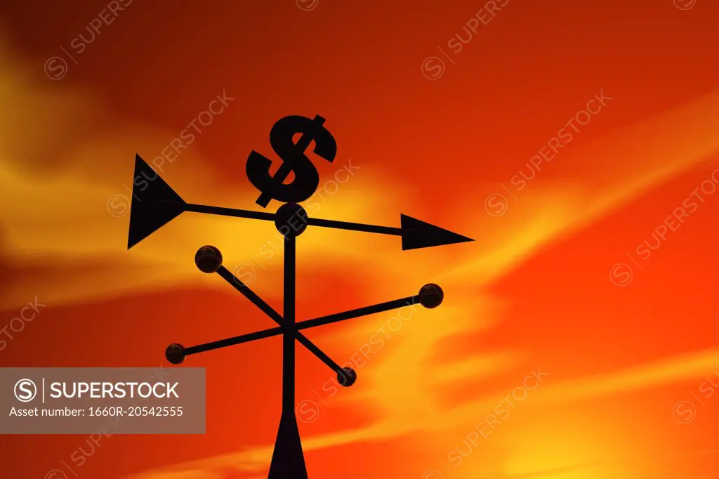 Weathervane with dollar sign