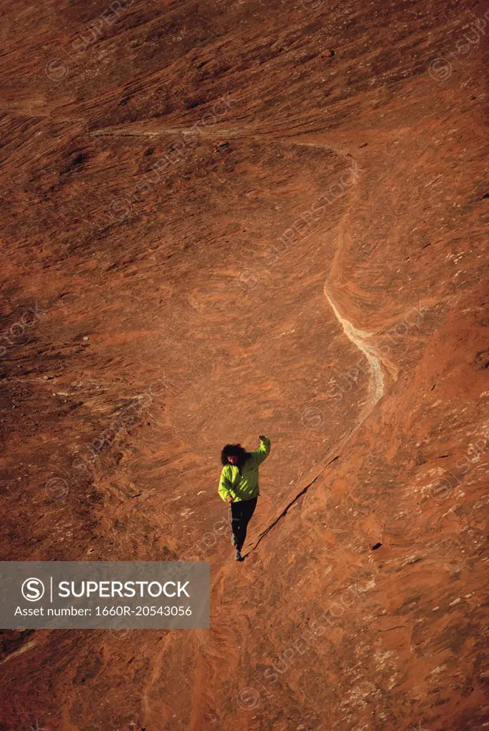 Person walking in mountains