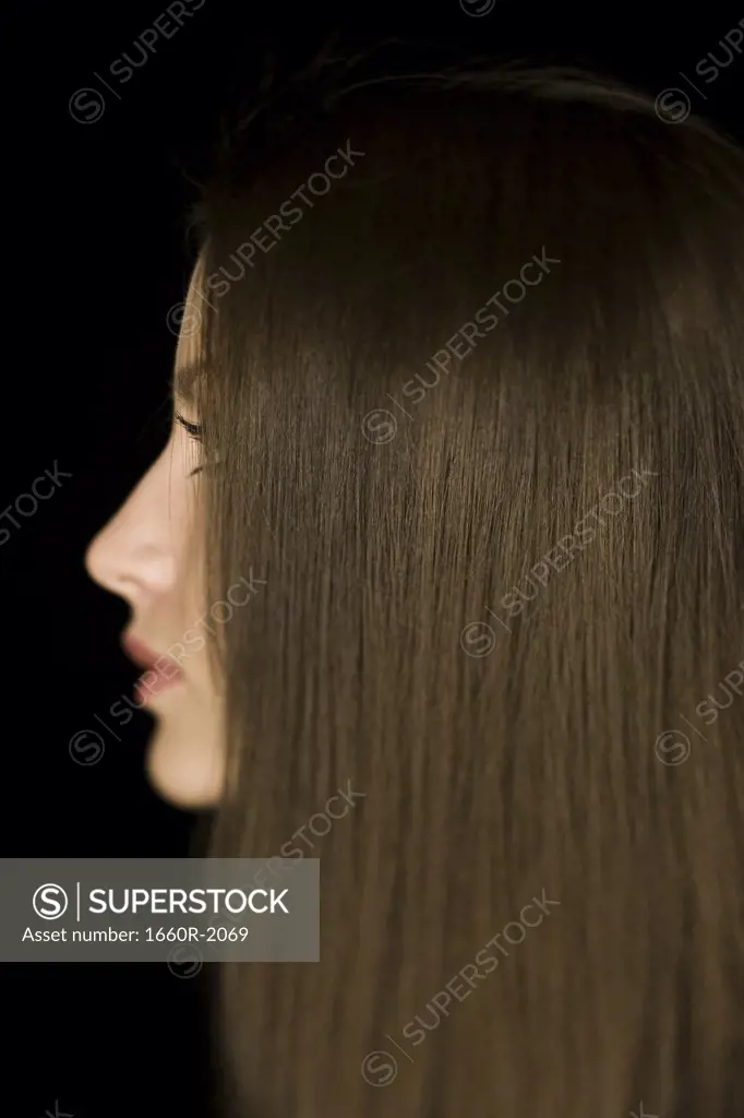 Side profile of a young woman's face