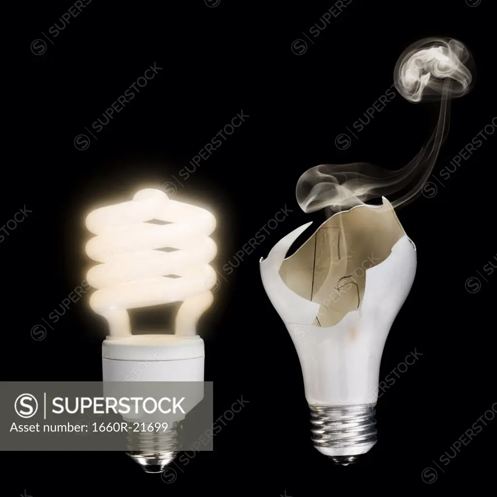 Old vs. new lightbulb technology.
