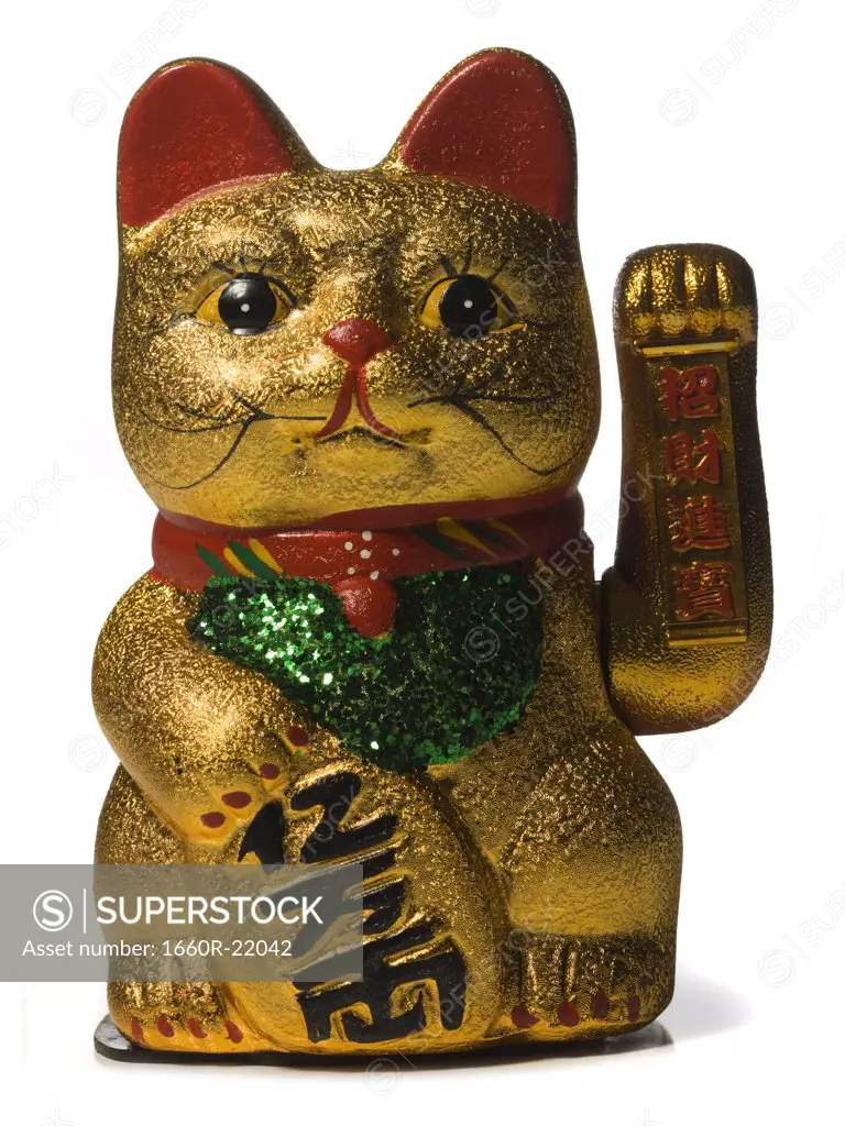Golden asian cat toy.
