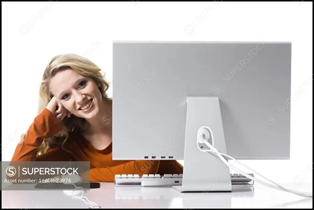 woman on a computer