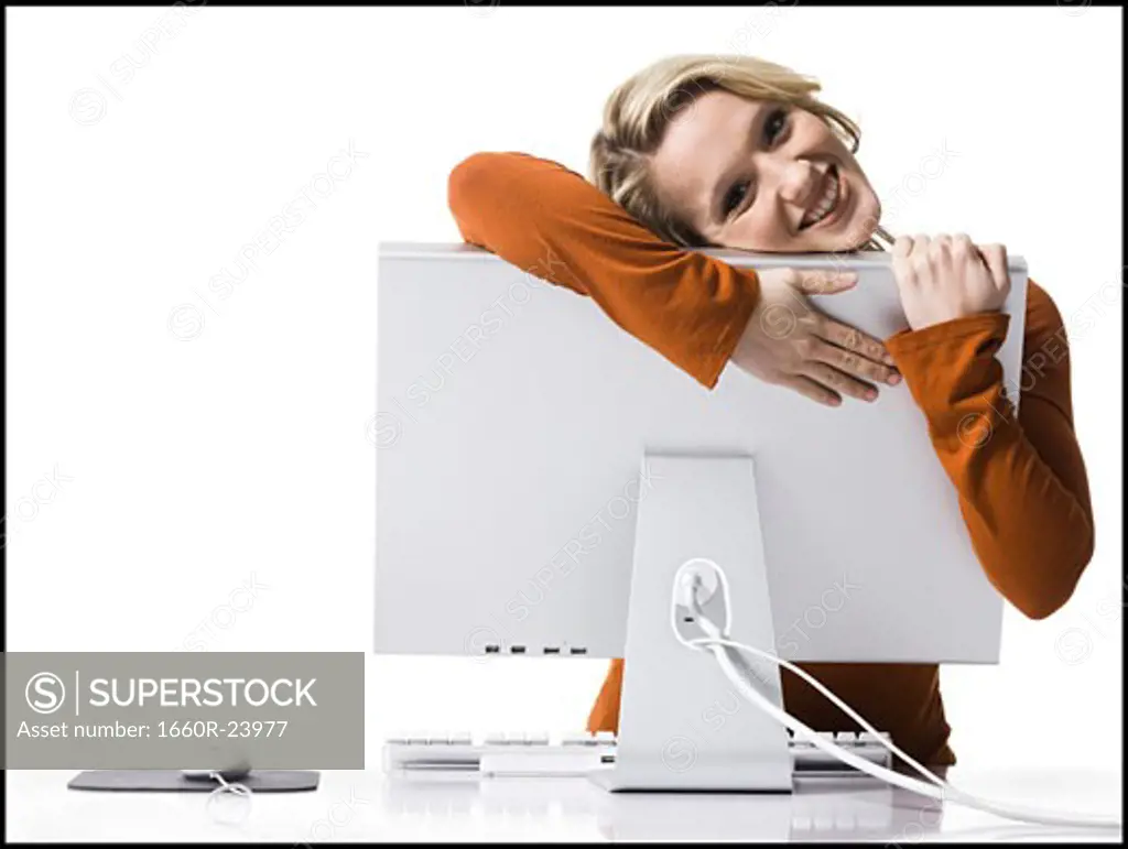 woman on a computer