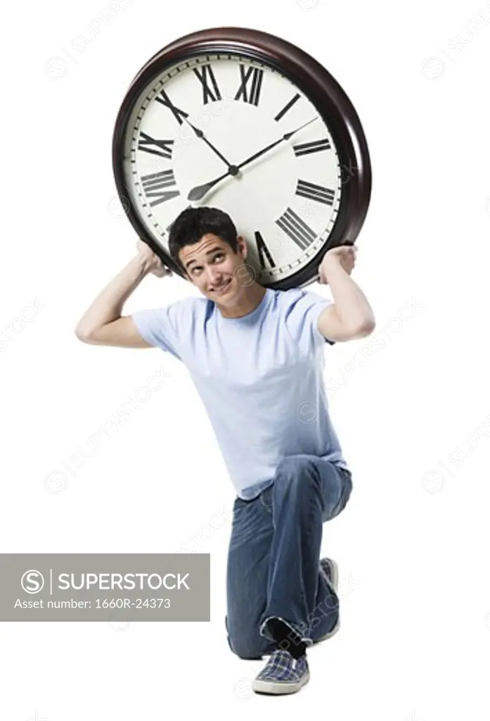 young man with a clock