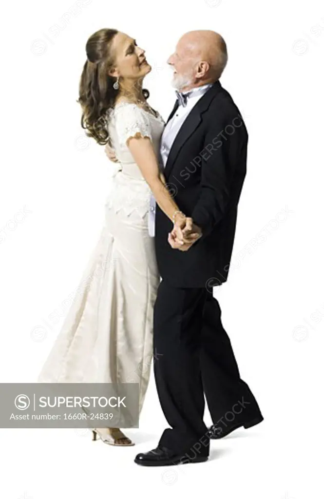 Profile of a senior couple dancing
