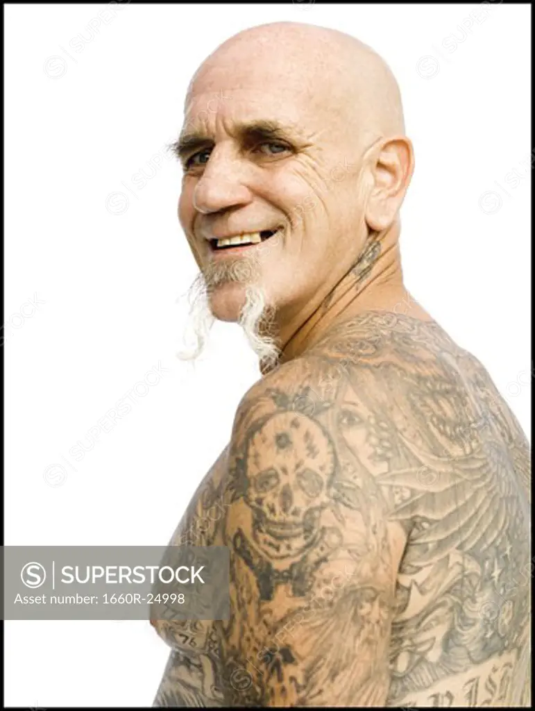 Bald Man with tattoos