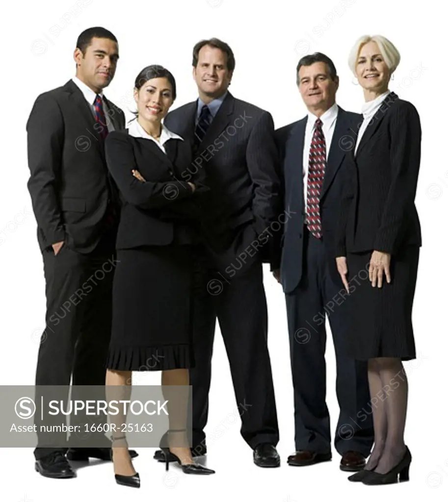 Portrait of five businesspeople smiling