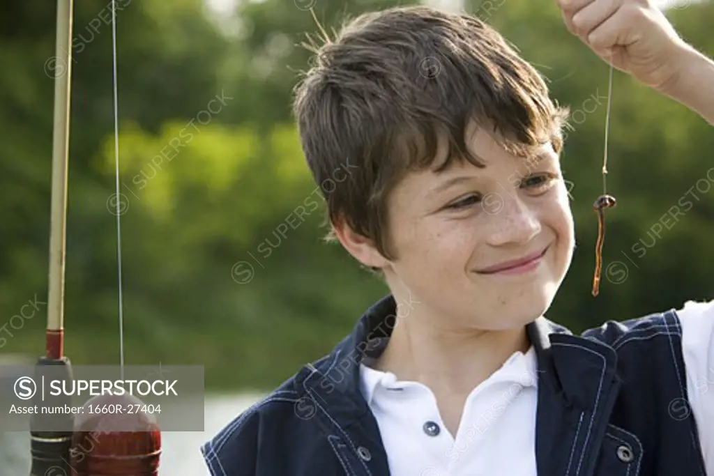 Portrait of a boy fishing