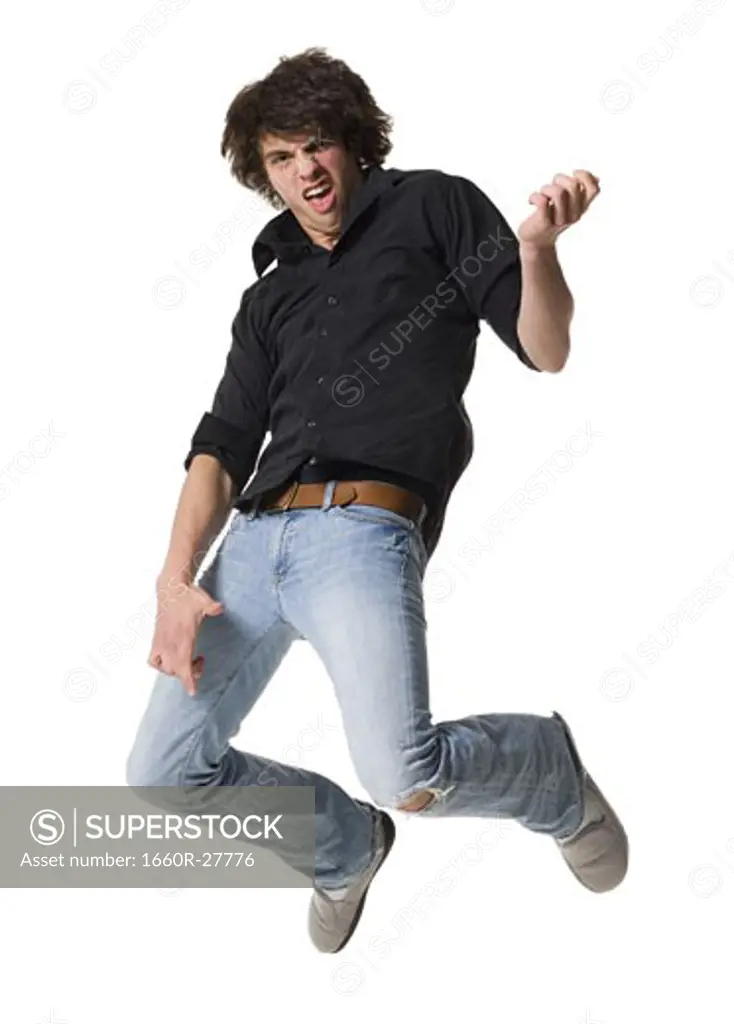 A teenage boy jumping