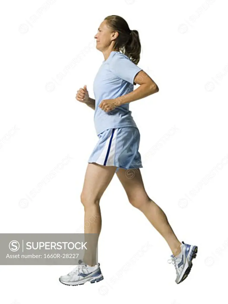 Profile of a senior woman running
