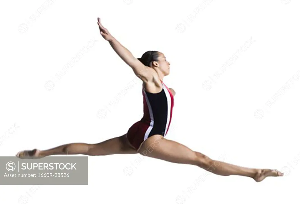 Female gymnast doing floor exercises