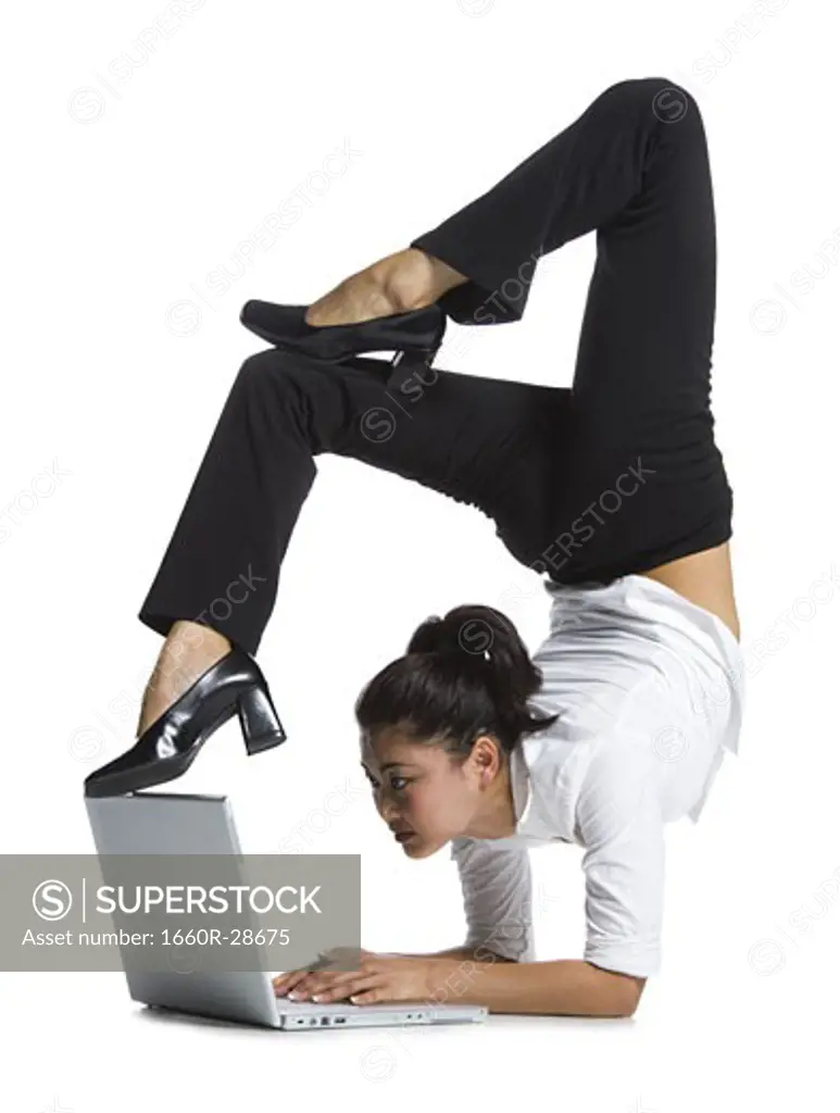 Female contortionist businesswoman