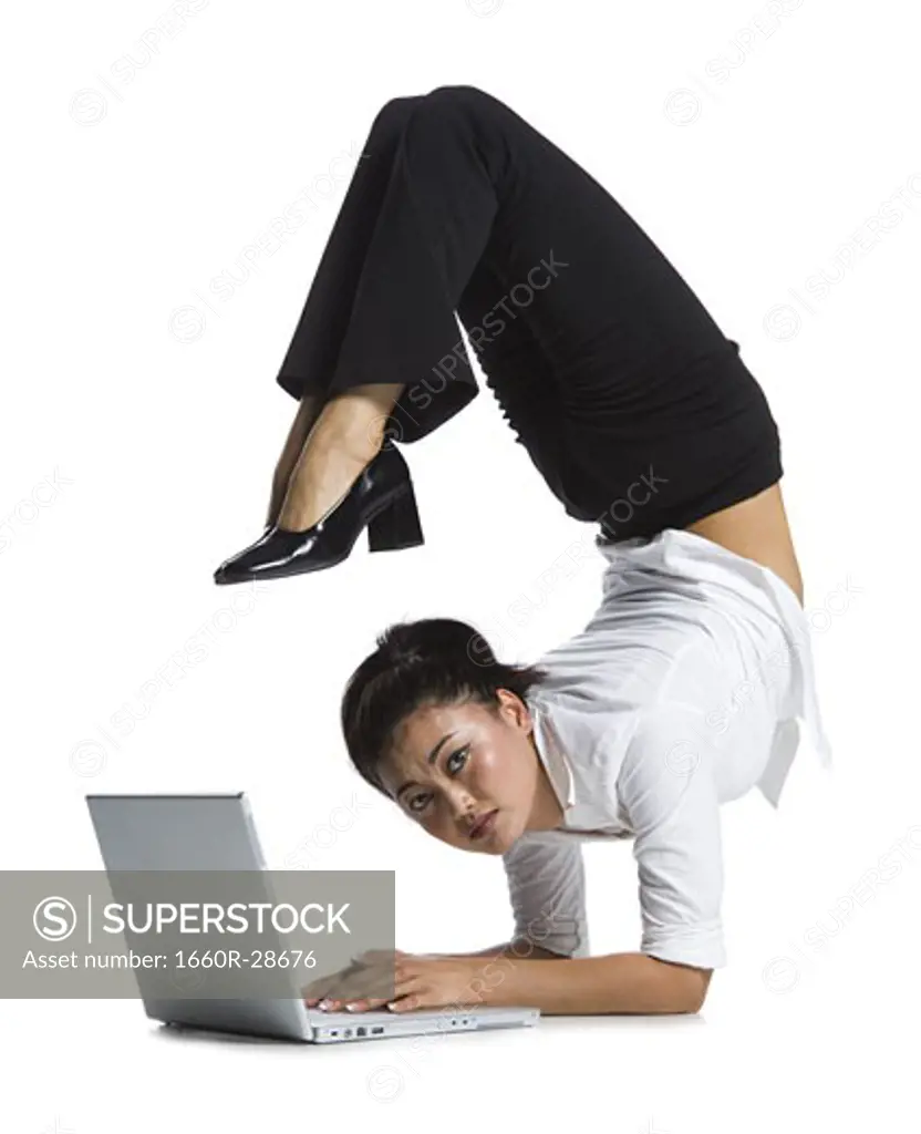 Female contortionist businesswoman