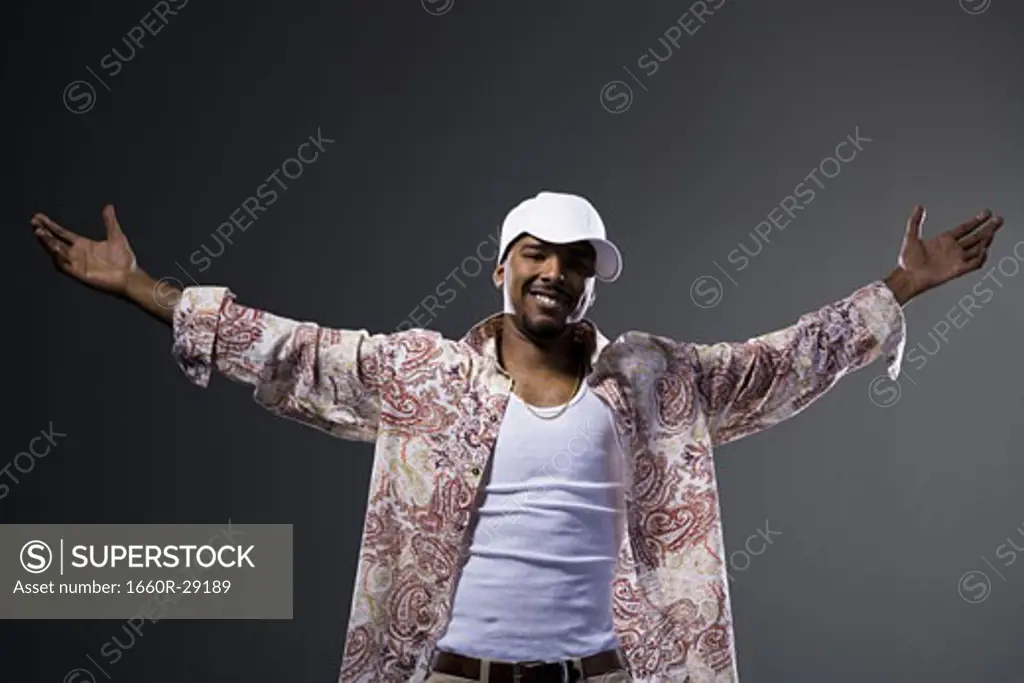 African American man with outstretched arms