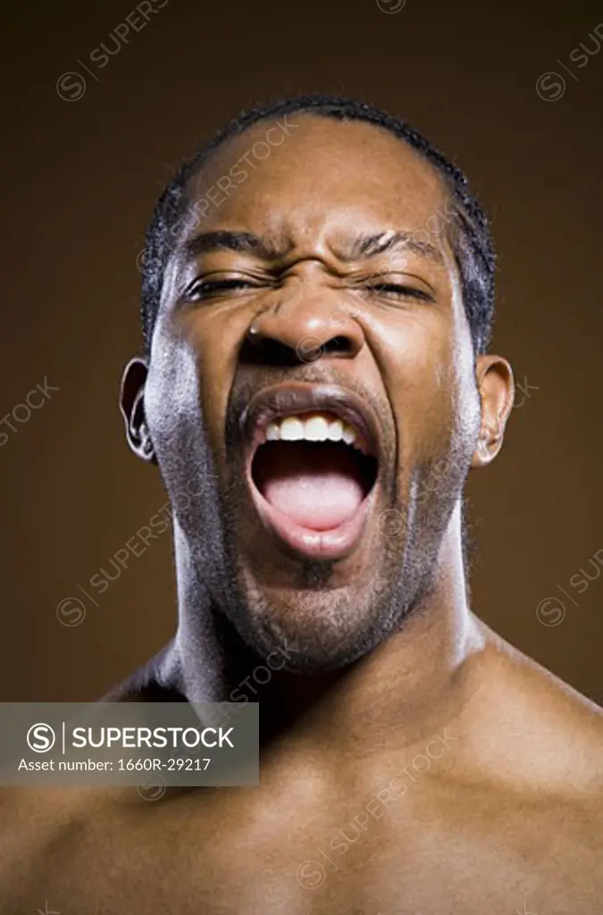 African American man yelling