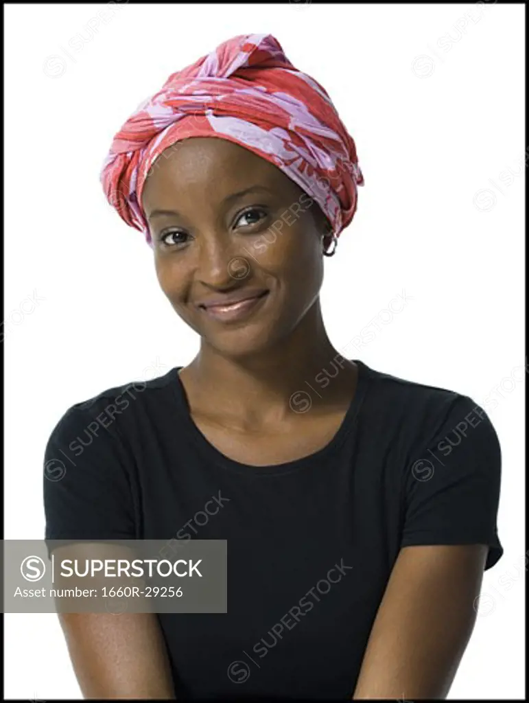 Woman wearing a head scarf