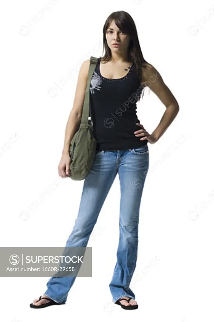 Young woman holding a bag