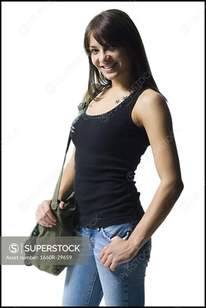Young woman holding a bag