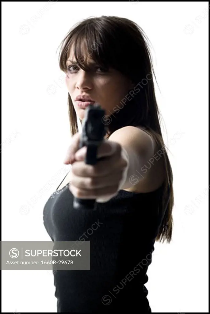 Violent woman with a handgun