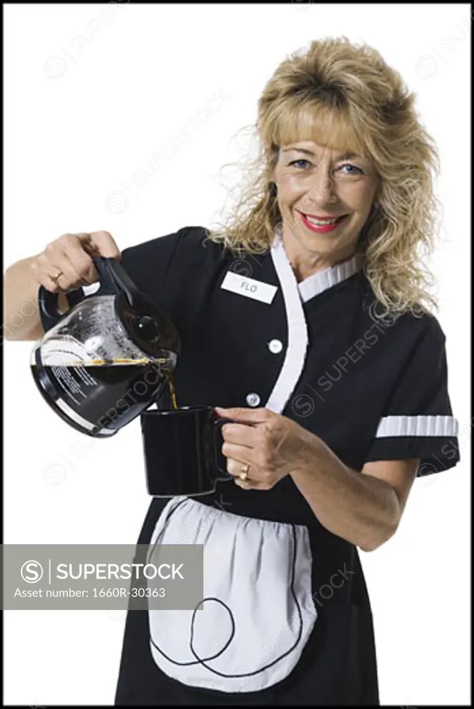 Waitress serving coffee