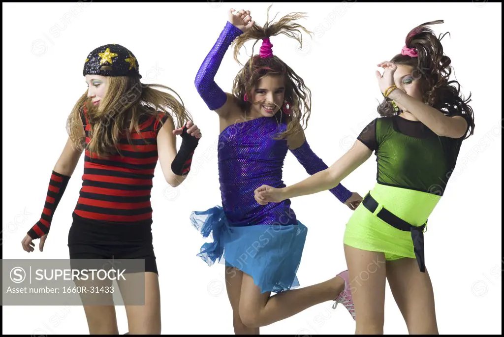 Girls in costume dancing