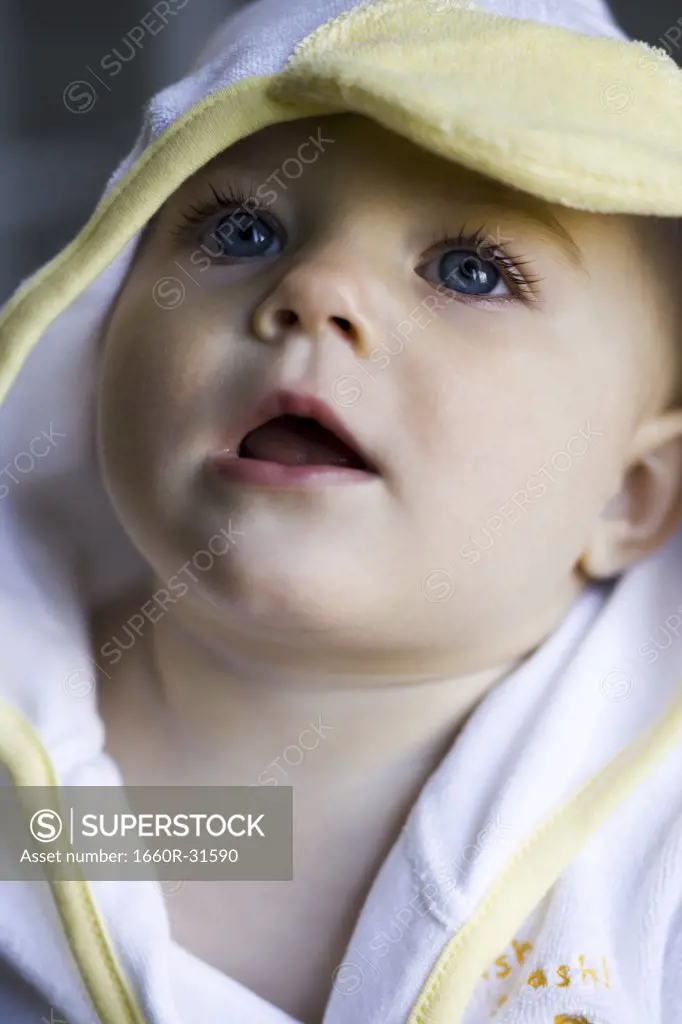 Portrait of a baby looking up