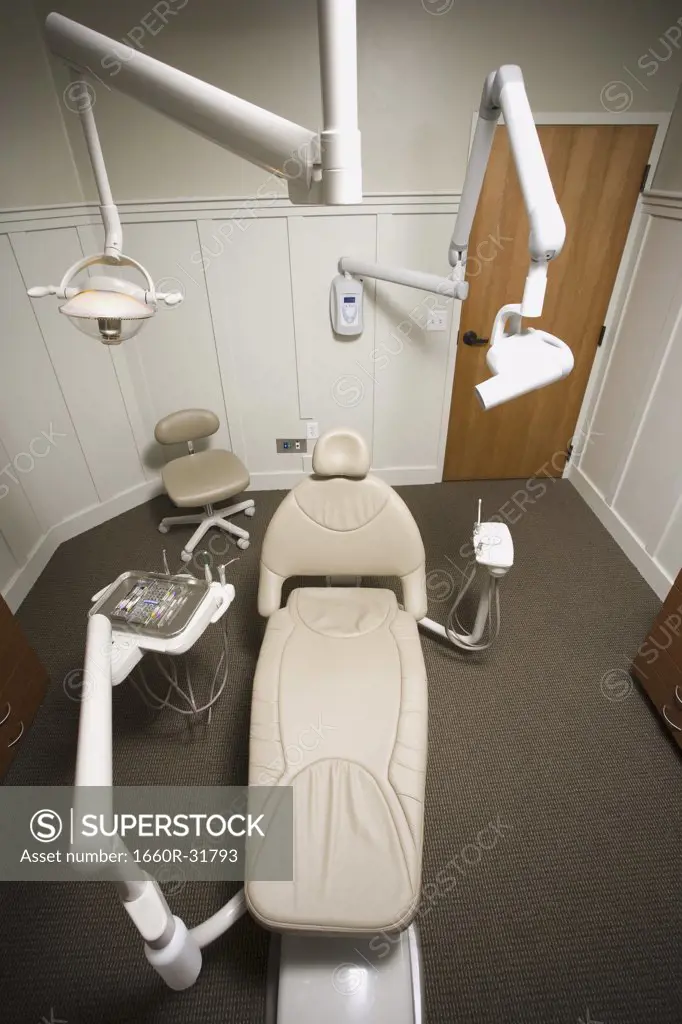Dental chair in office with no people