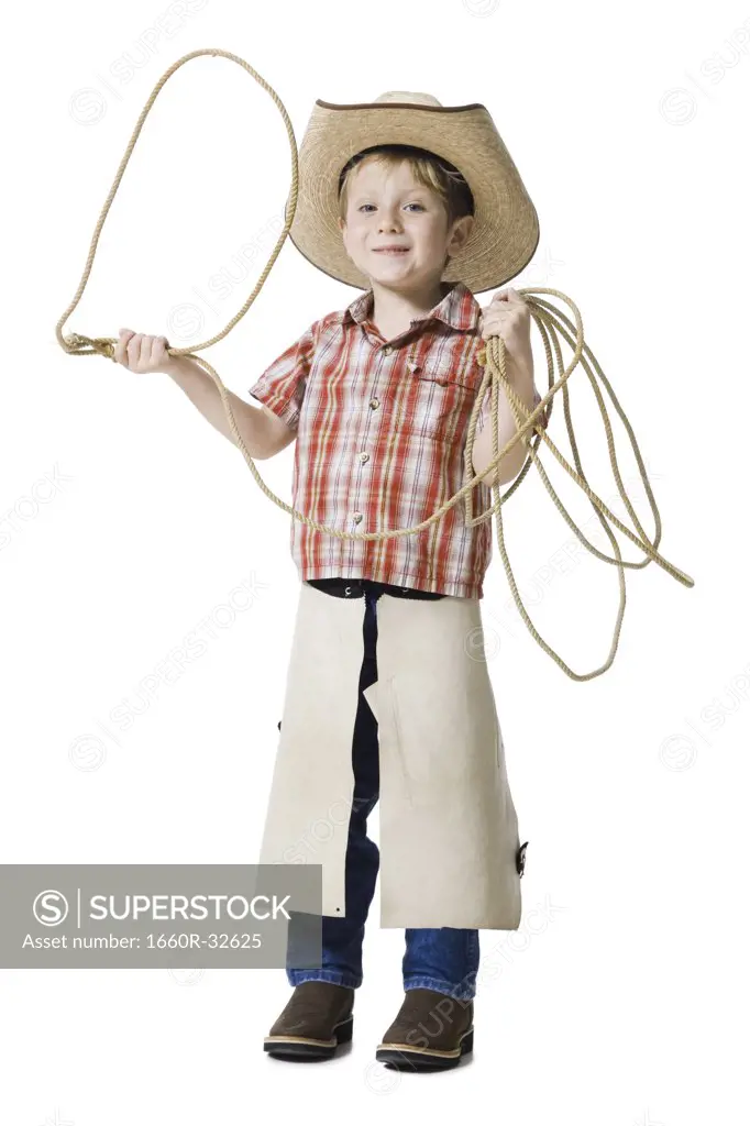 Boy with cowboy hat and lasso