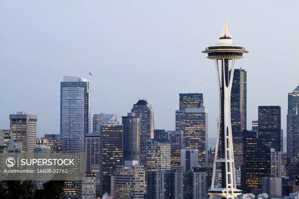 Space Needle in Seattle Washington USA at dusk