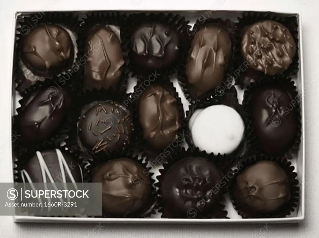Close-up of a box of chocolates