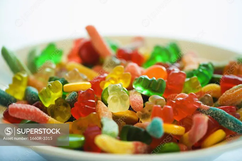 A bowl of gummy candies
