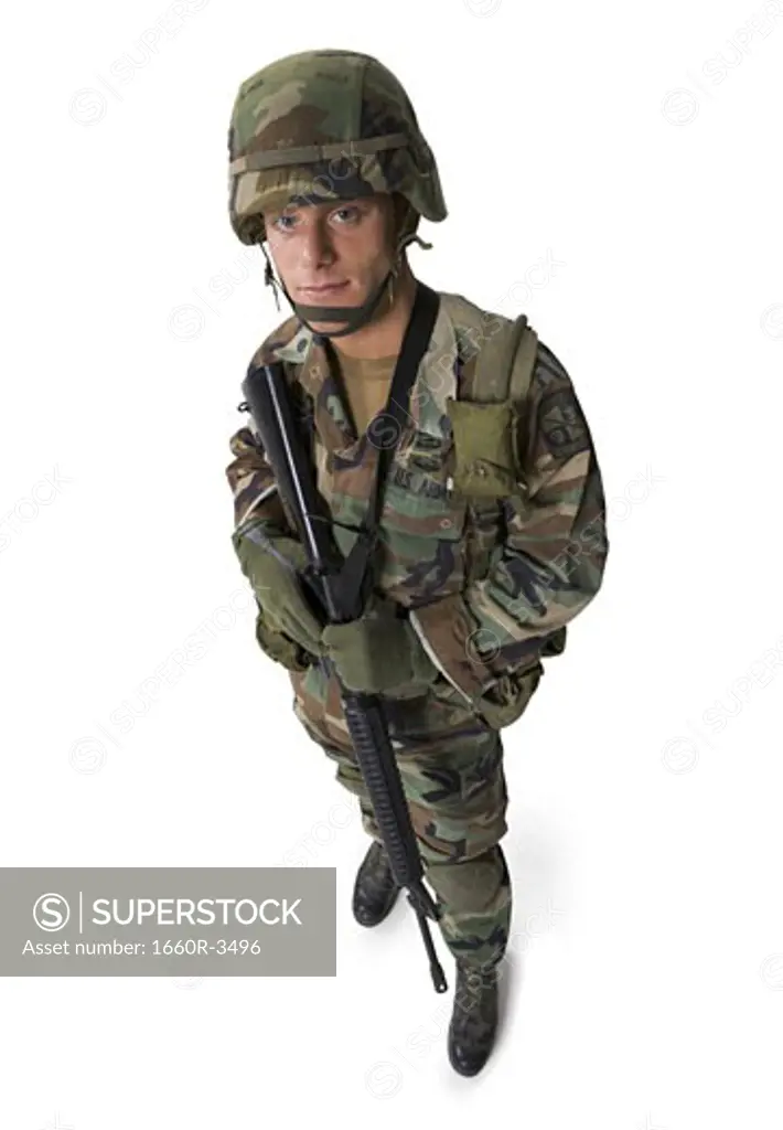 Portrait of a soldier with his gun