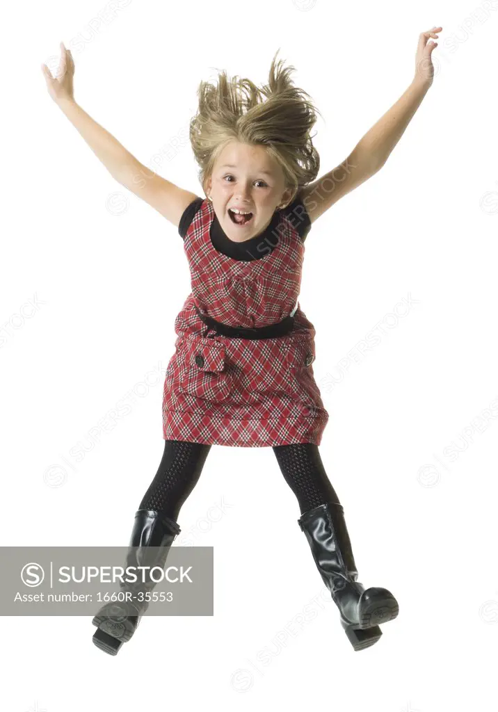 Girl smiling and leaping