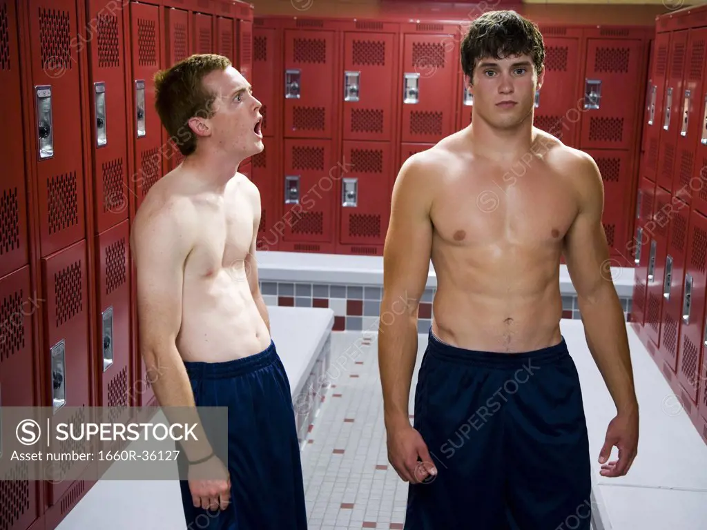 Two High School students in a locker room.