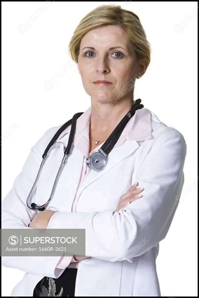 Portrait of a female doctor with a stethoscope around her neck
