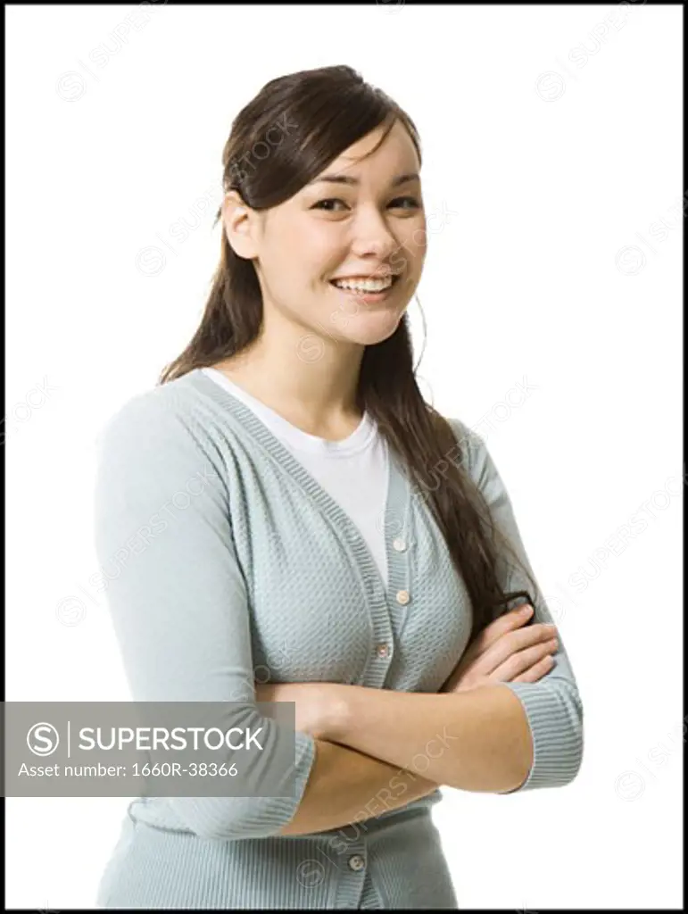 young woman in a cardigan