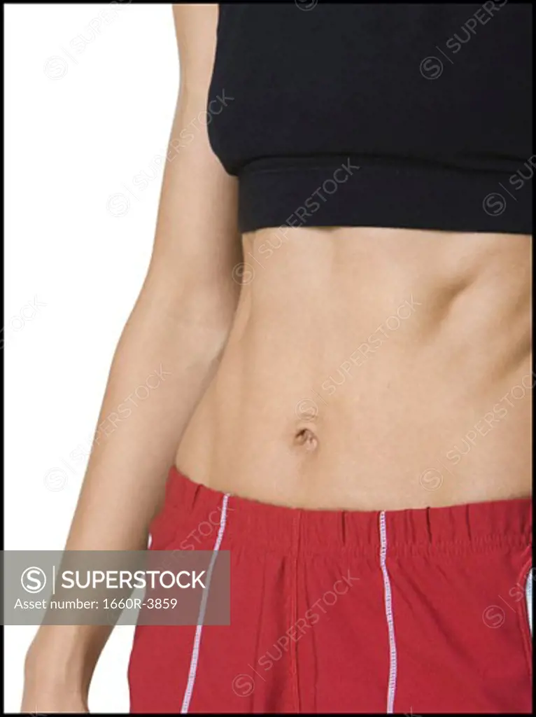 Close-up of a woman's abdominal muscles