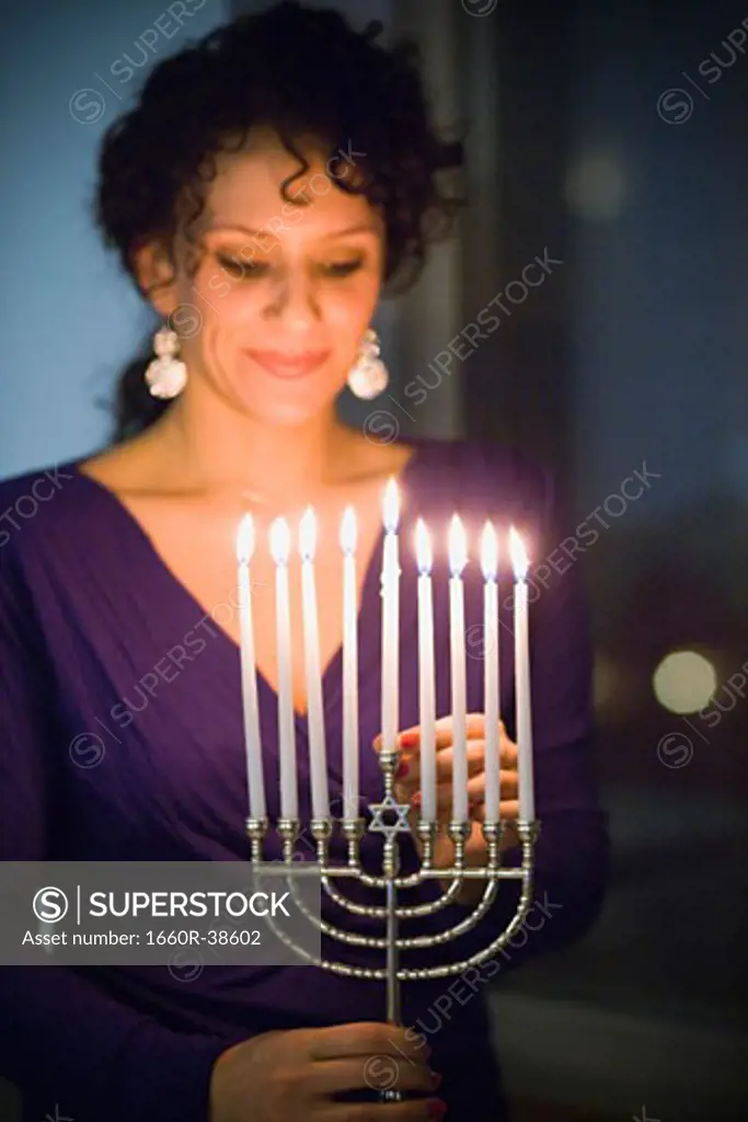 Woman with a menorah