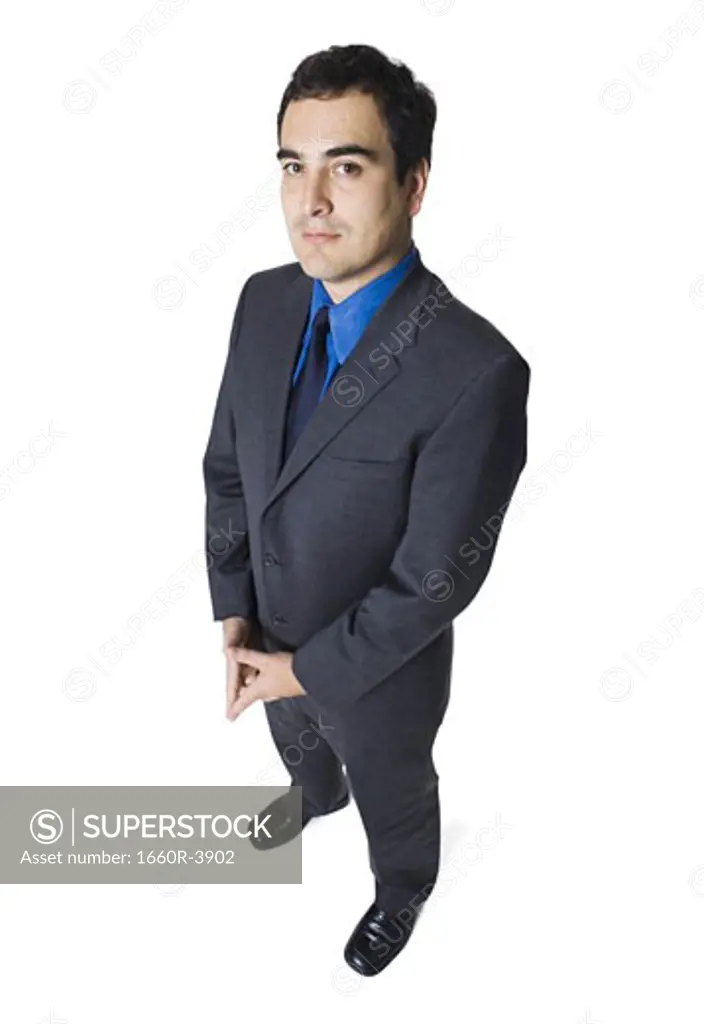 High angle view of a businessman standing