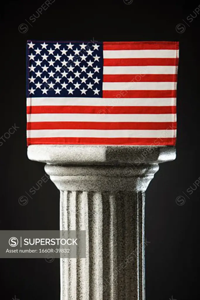 American flag on a pedestal